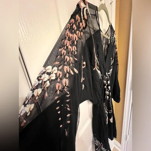 Free People Bonjour Black Embroidered Boho Dress, size XS - Picture 5 of 8